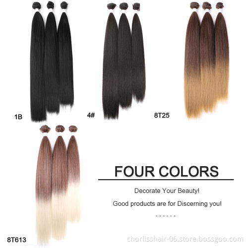 Wholesale Ombre Black Blonde Long Straight Package Hair Bundles Weft WeaveSynthetic Hair Bundles Extension Hair Weaves For Women